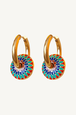 Aurora Mosaic Hoop Earrings – 18K Gold Plated Stainless Steel
